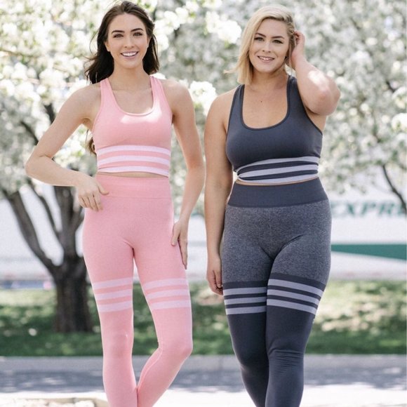 NWT Charcoal Gray Savvi Striped Legging S - Picture 1 of 10